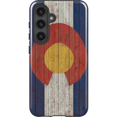 Colorado Flag Dark Wood Galaxy S24 Plus Impact Case